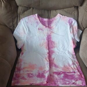 Time and Tru Pink and White Tie-Dye Shirt